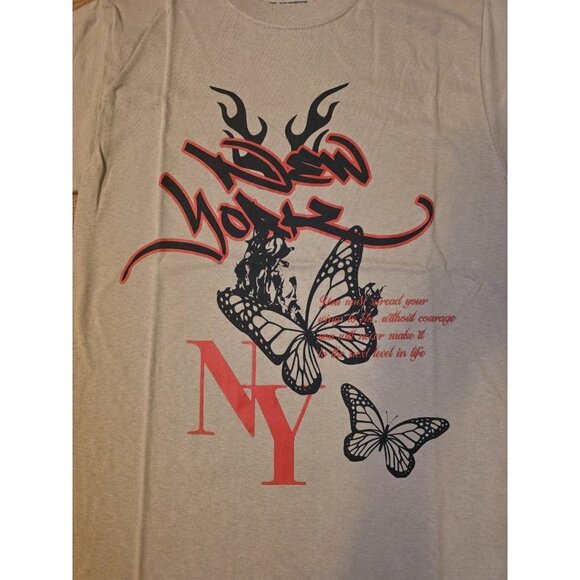 Fashion Nova Womens Size XS Graphic Tee New York in Bloom Taupe Short sleeves - Picture 4 of 9